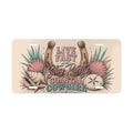 Live Fast Stay Pretty Coastal Cowgirl Vanity Plate | Horseshoe Seashells Beach License Plate