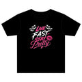 Live Fast Stay Pretty Youth Tee | Racing Flags, Pink Lip Graphic
