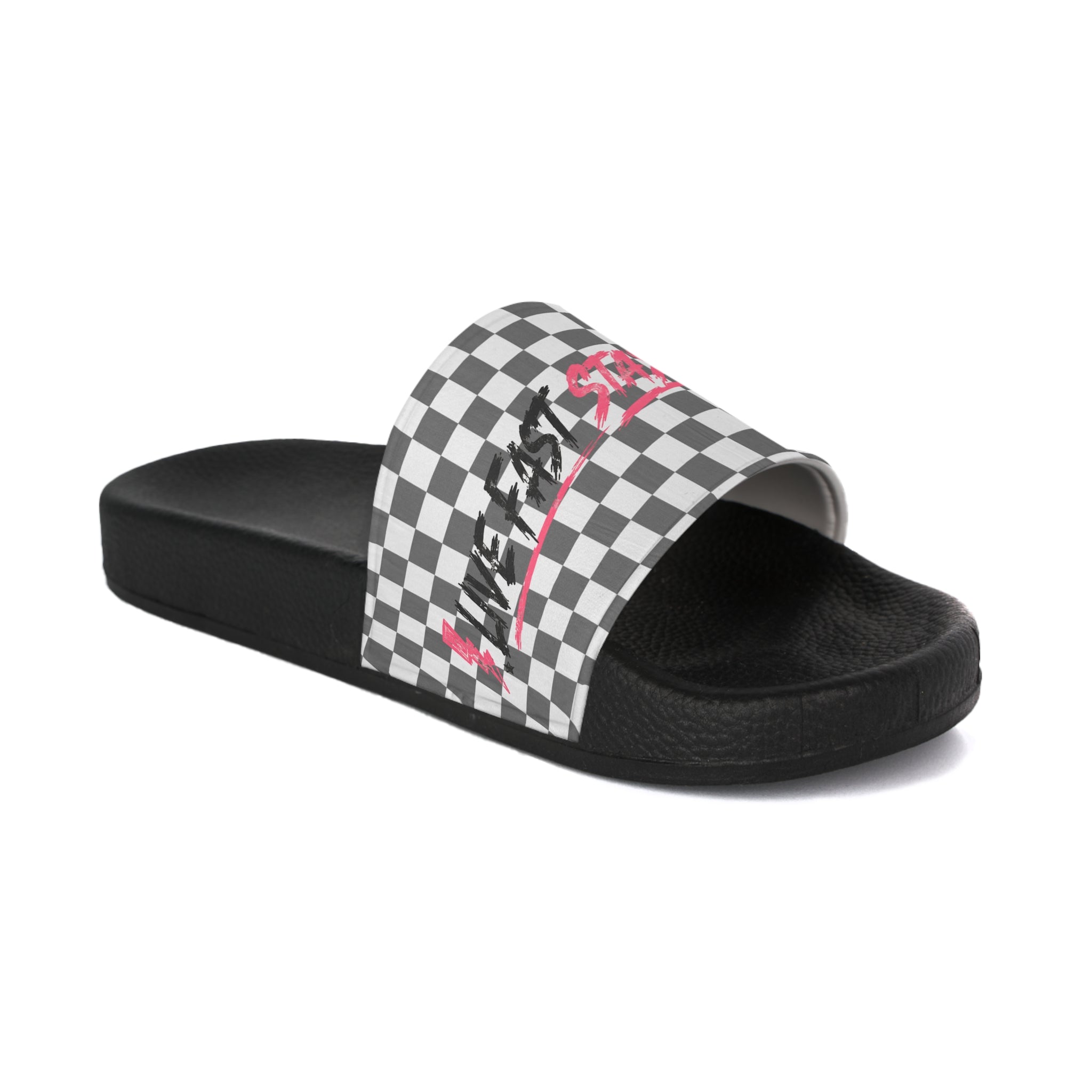 Checkered 'Just Vibin' Women's Slide Sandals