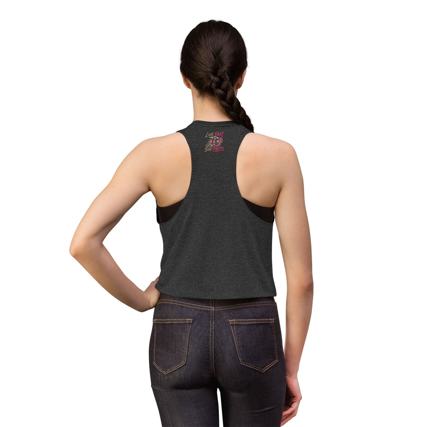 Live Fast Stay Pretty Dirt Bike Racer Crop Top | Moto Graphic Tank