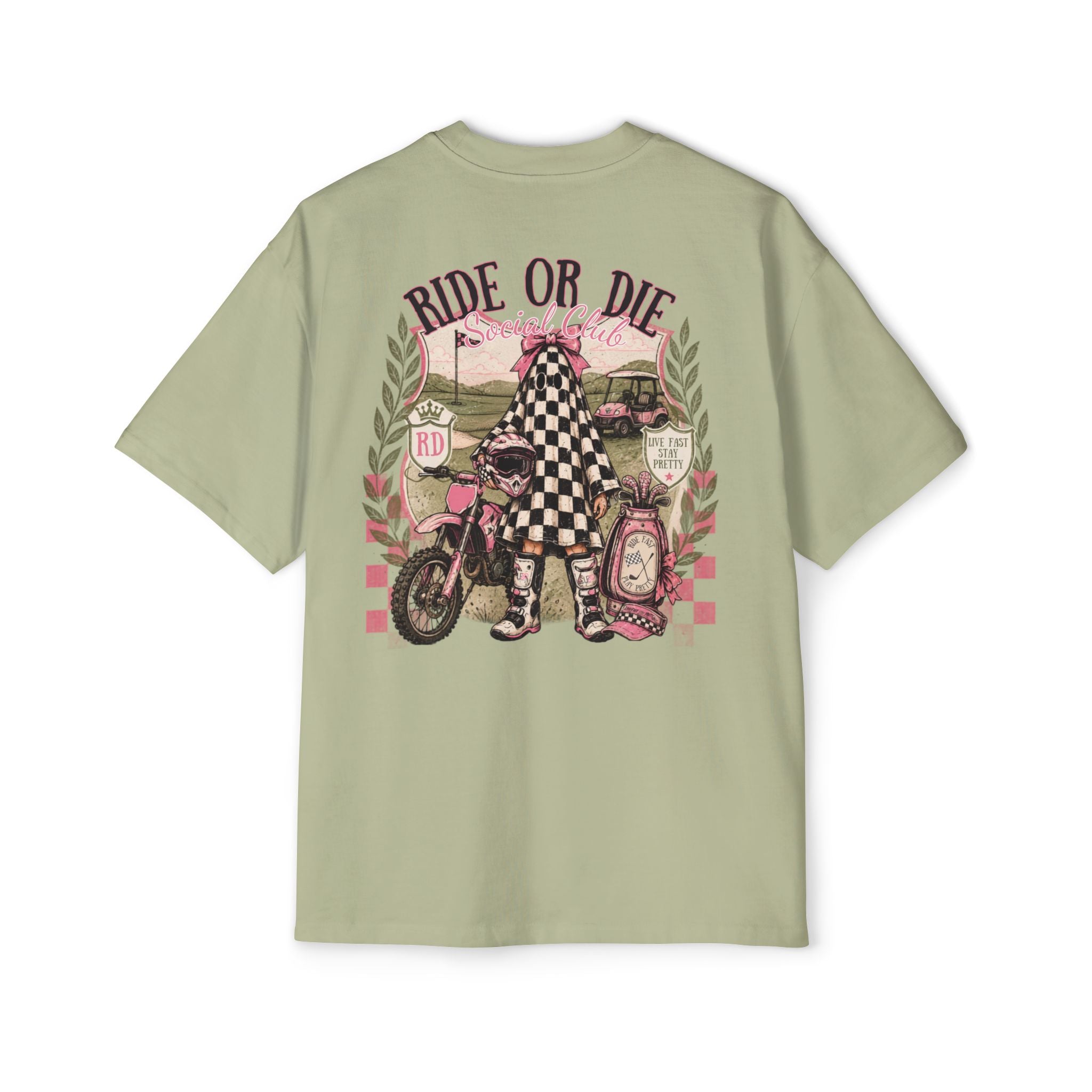 Ride or Die Graphic Tee — Vintage Motorcycle Checkerboard Design