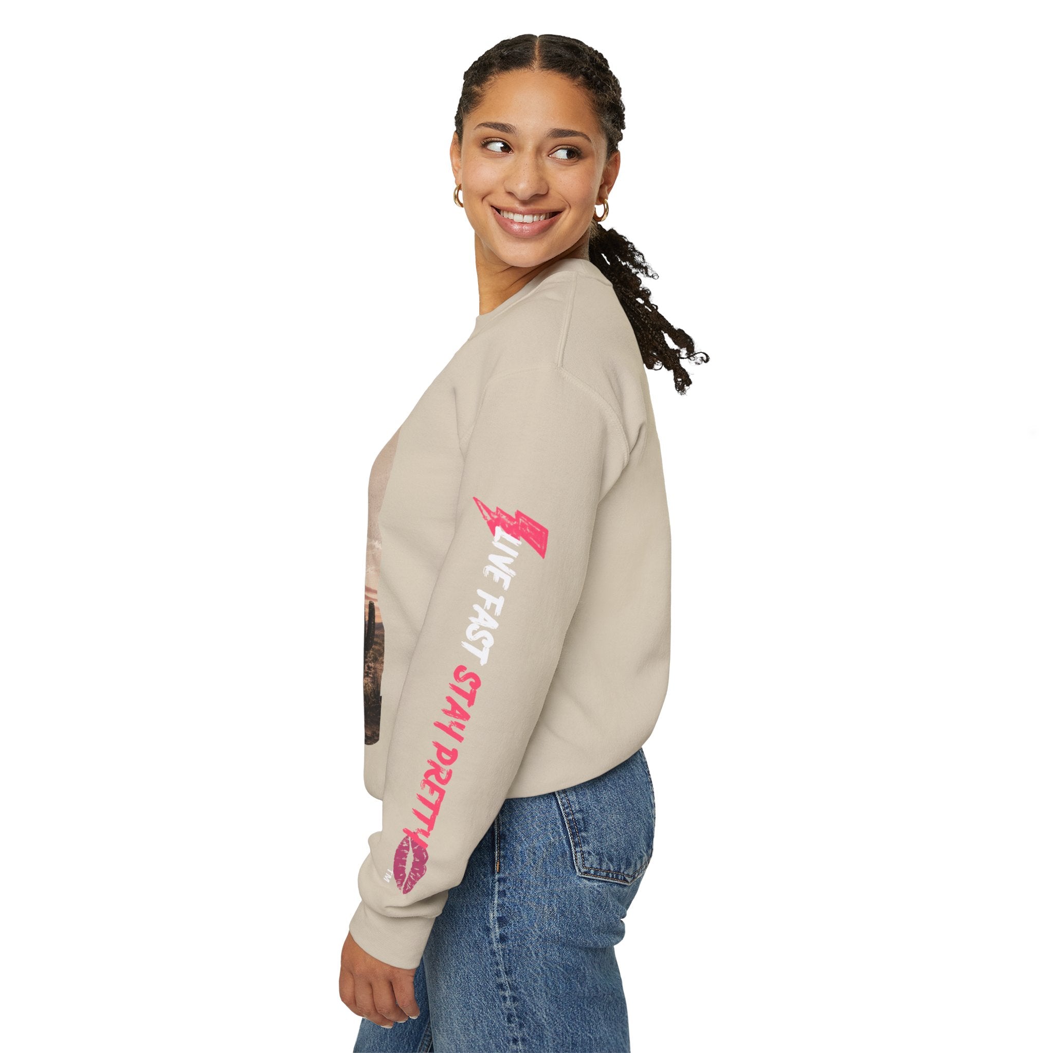 Crewneck Sweatshirt - "Racing on Caffeine and Chaos" Desert Off-Road Graphic