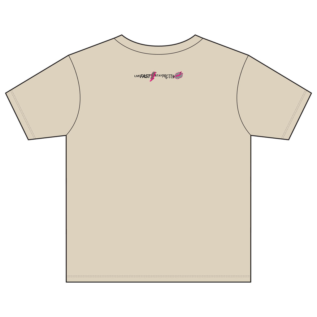 Live Fast Stay Pretty Youth Tee | Racing Flags, Pink Lip Graphic