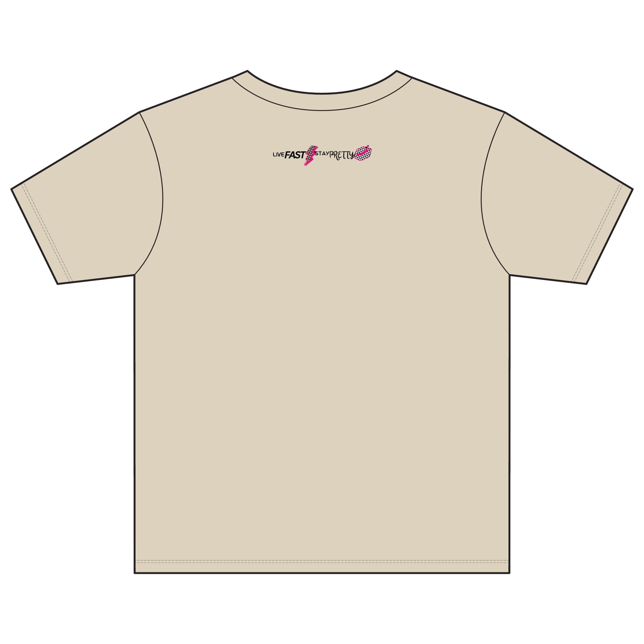 Live Fast Stay Pretty Youth Tee | Racing Flags, Pink Lip Graphic