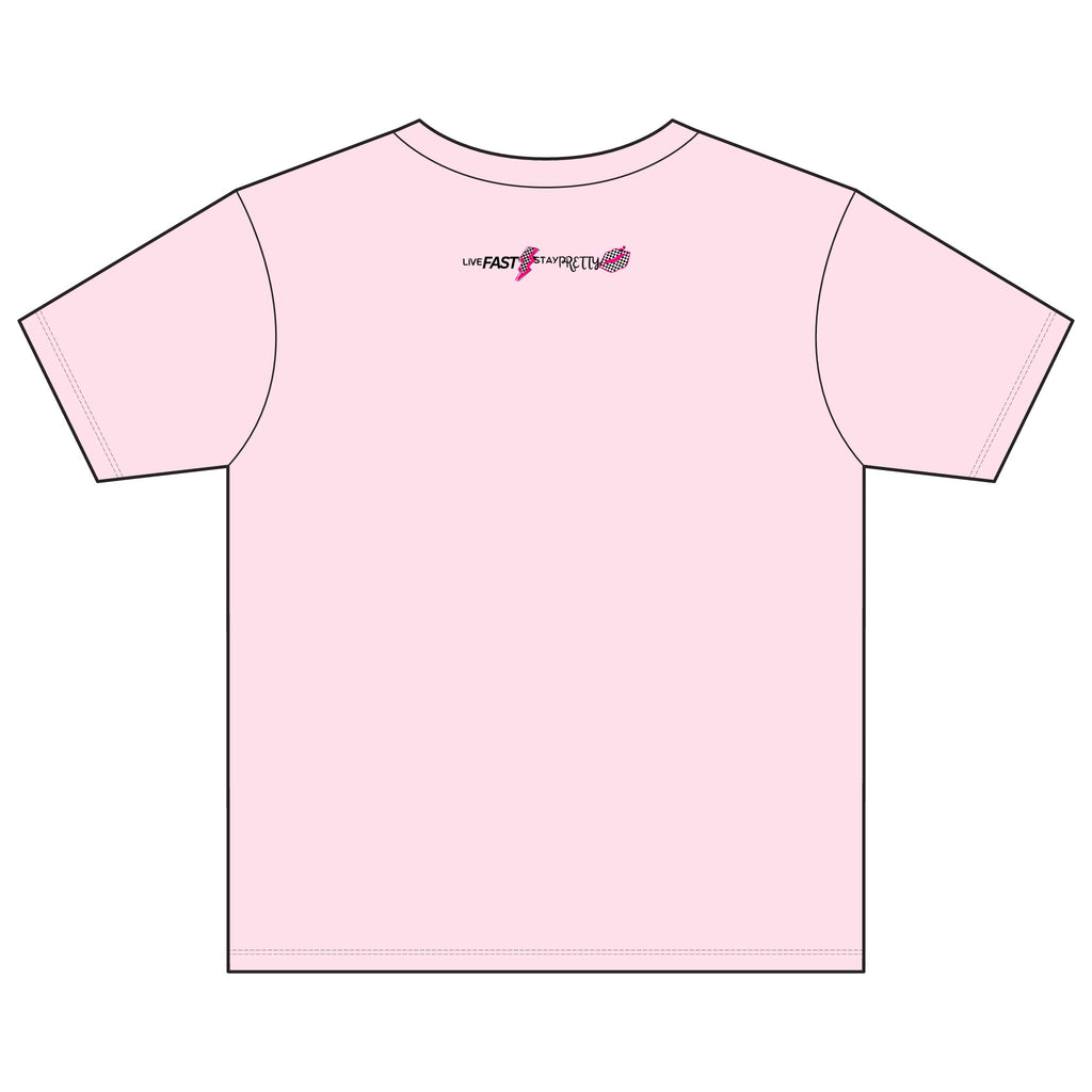Live Fast Stay Pretty Youth Tee | Racing Flags, Pink Lip Graphic