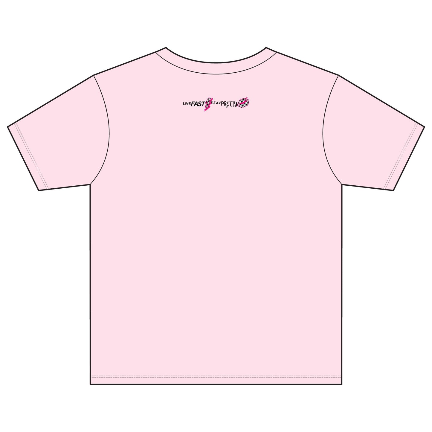 Live Fast Stay Pretty Youth Tee | Racing Flags, Pink Lip Graphic