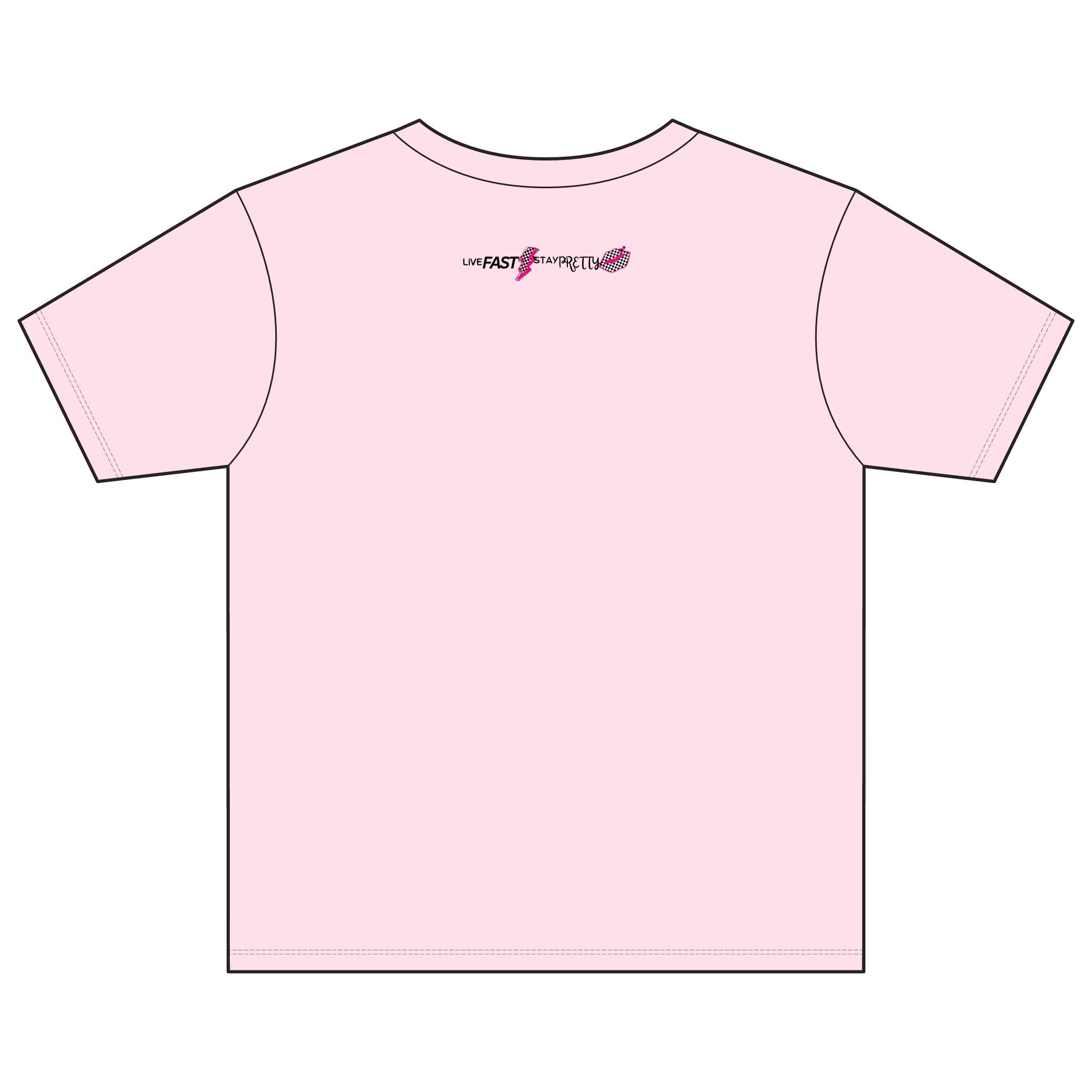 Live Fast Stay Pretty Youth Tee | Racing Flags, Pink Lip Graphic