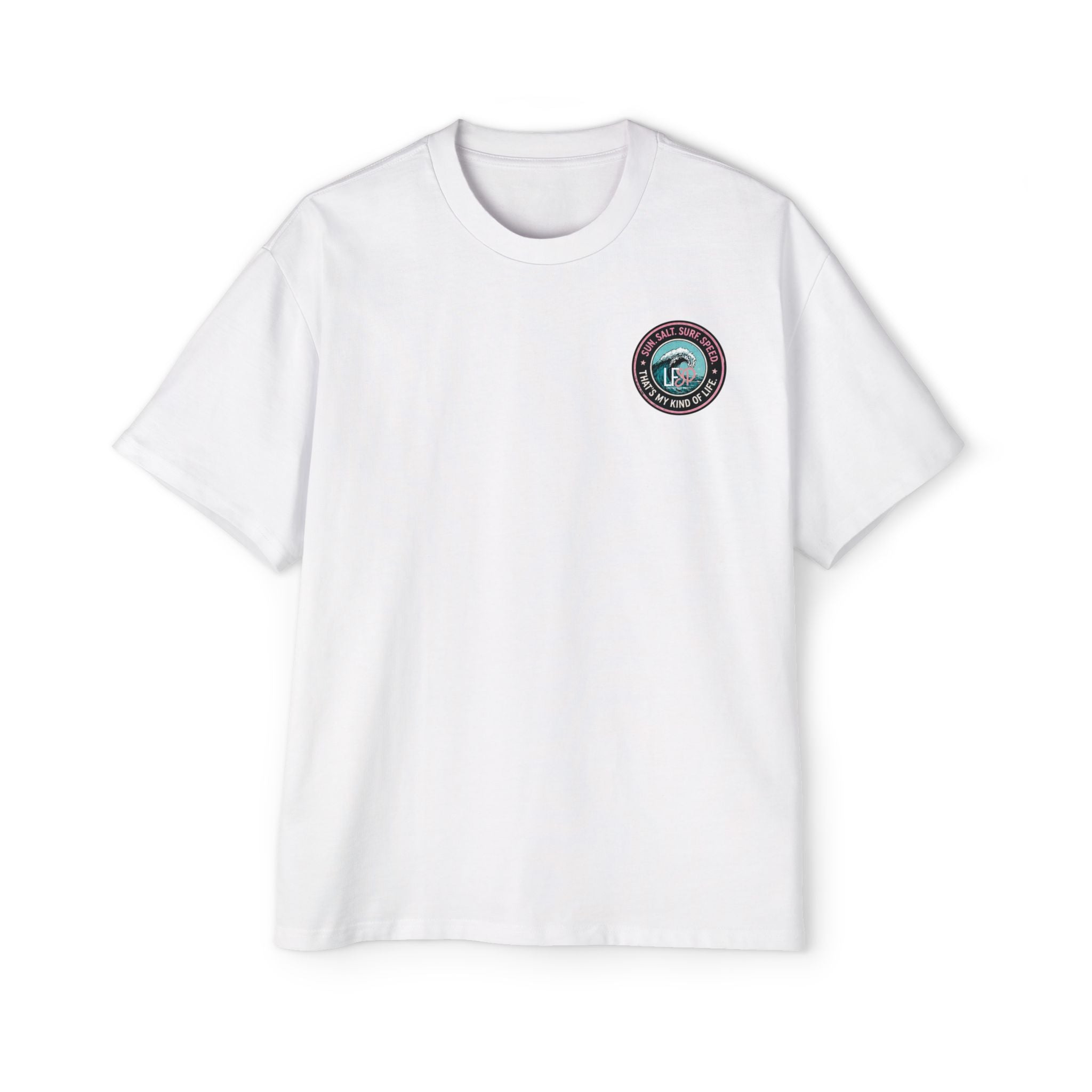 Live Fast Stay Pretty Oversized Heavy Tee — Vintage Surf Skull Graphic Shirt