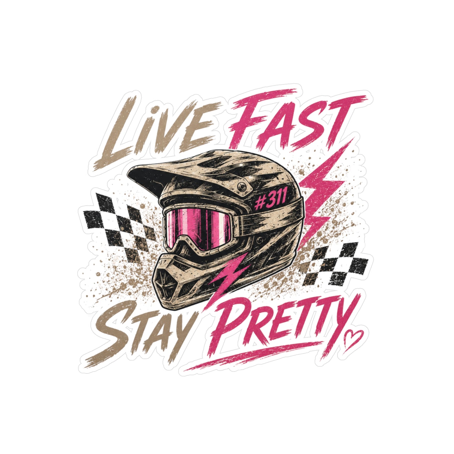 Live Fast Stay Pretty helmet sticker | Vinyl Kiss-Cut Sticker