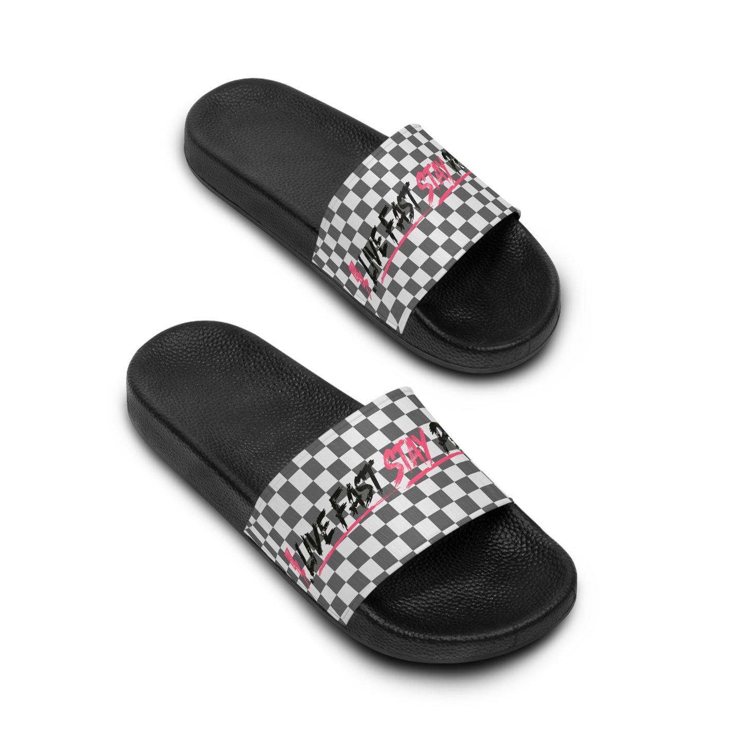 Checkered 'Just Vibin' Women's Slide Sandals