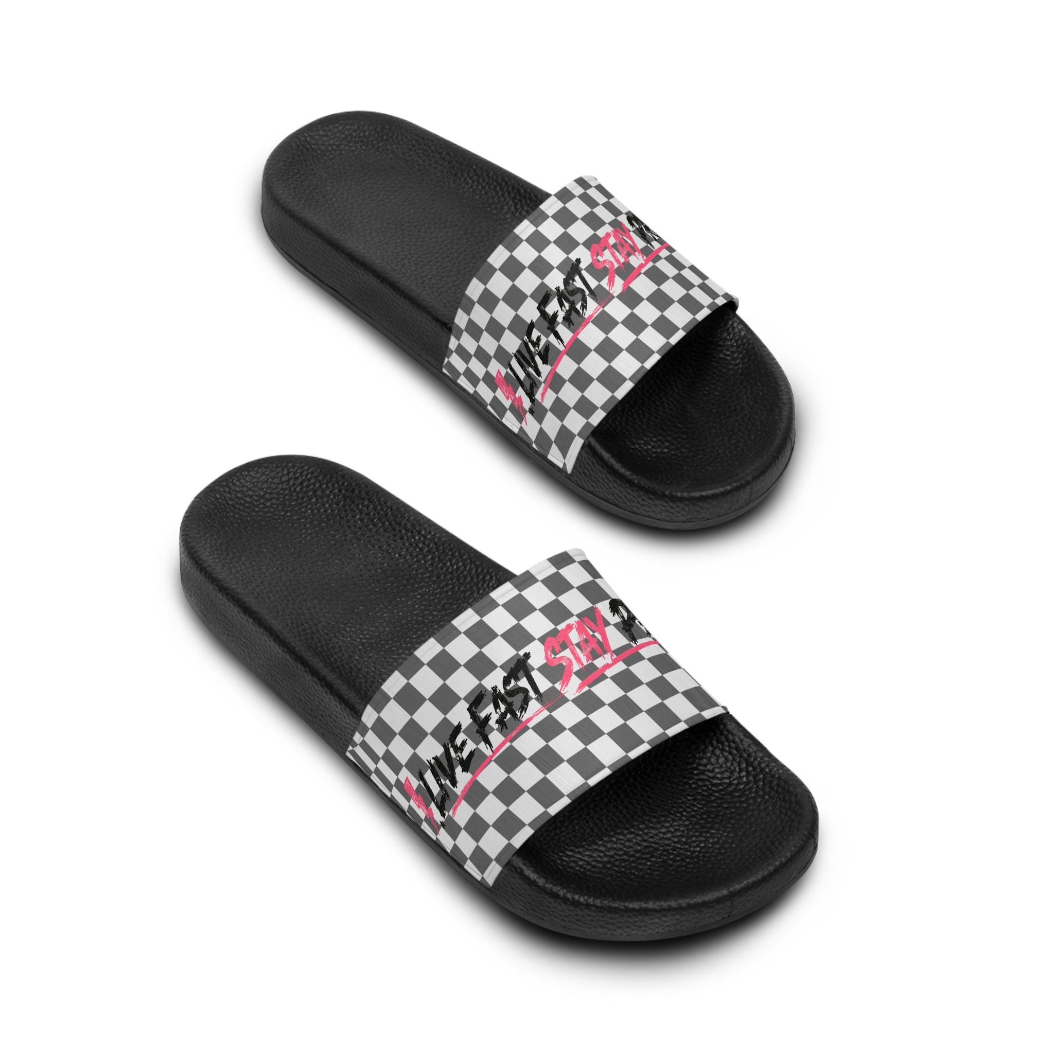 Checkered 'Just Vibin' Women's Slide Sandals