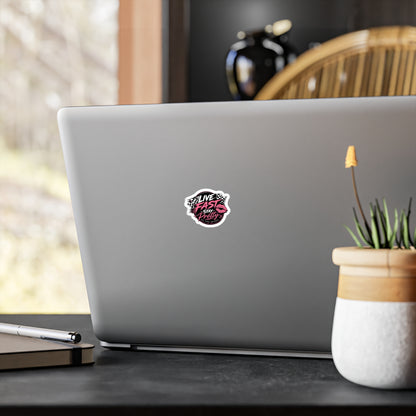 Live Fast Stay Pretty vinyl sticker | Racing lips decal, pink checkered design
