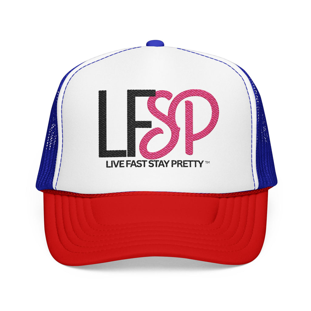 Live Fast Stay Pretty  Embroidered Trucker Hat — LFSP Logo