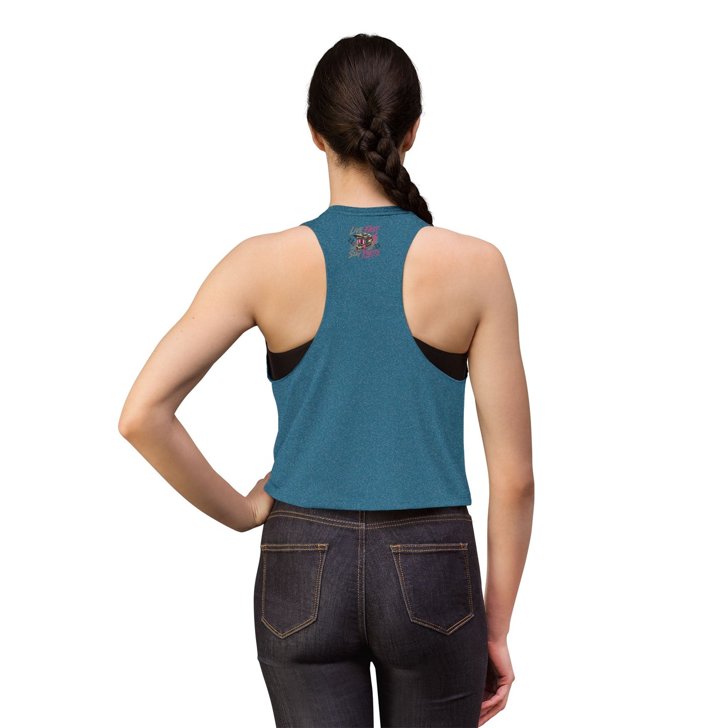 Live Fast Stay Pretty Motorcycle Rider Crop Top | Dirt Bike Graphic