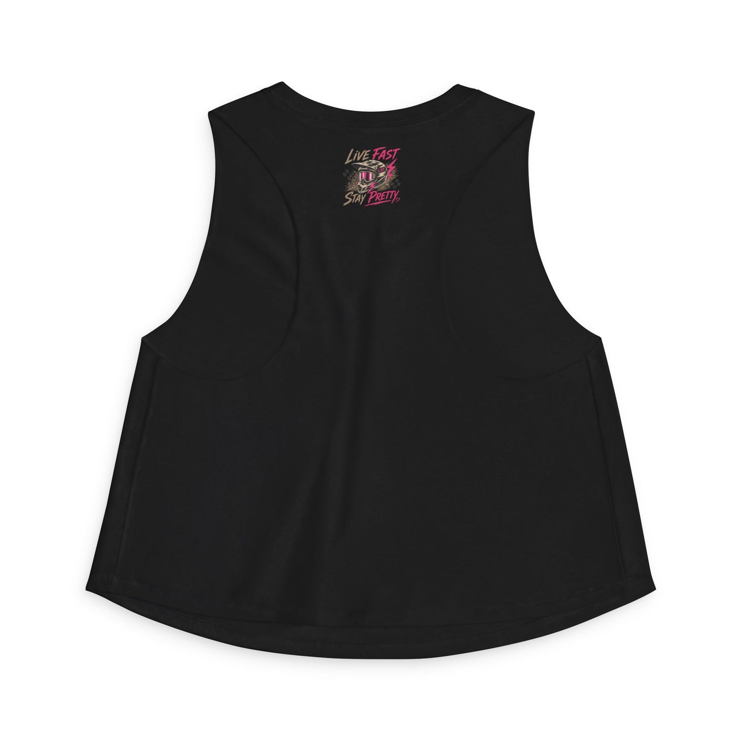 Live Fast Stay Pretty Dirt Bike Racer Crop Top | Moto Graphic Tank