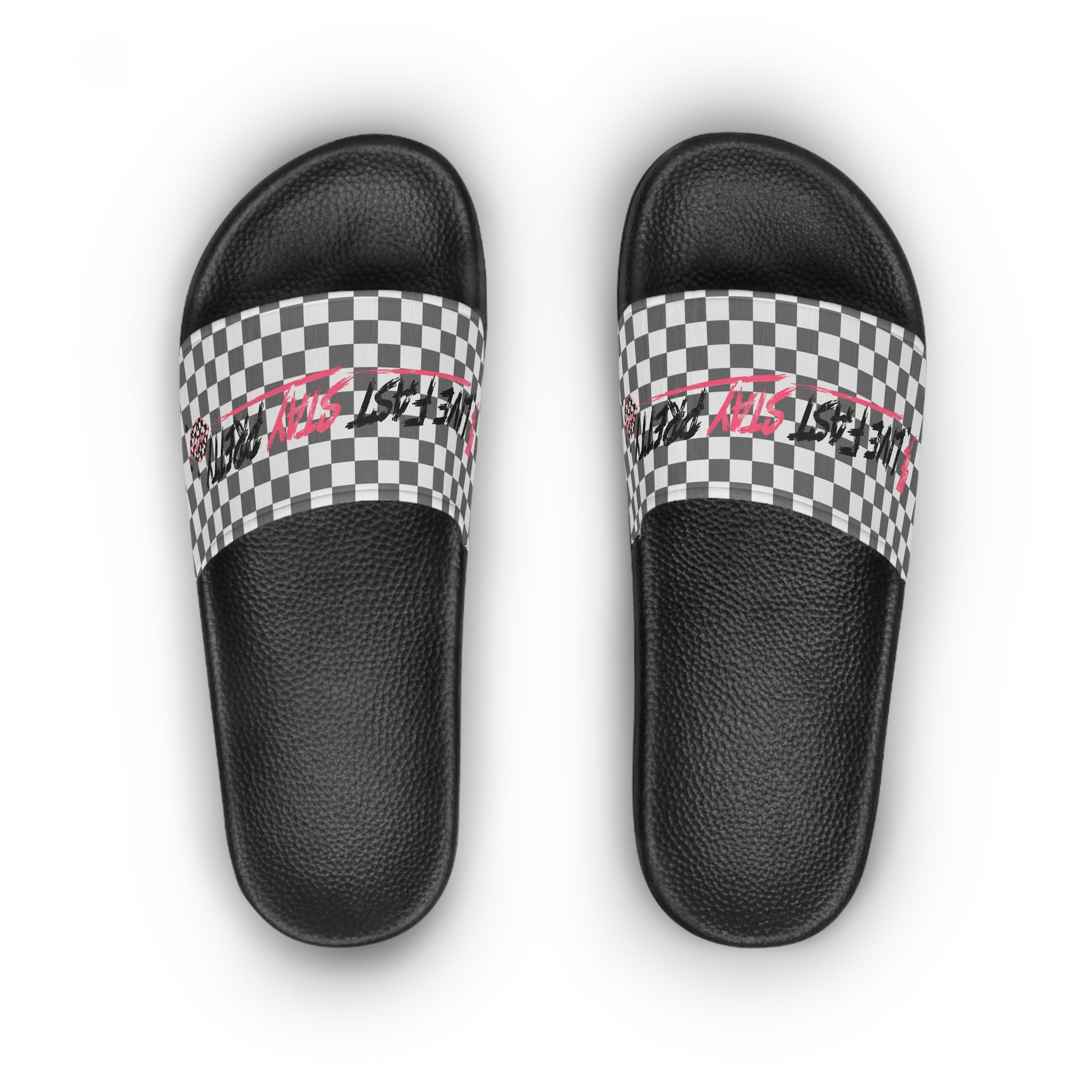 Checkered 'Just Vibin' Women's Slide Sandals