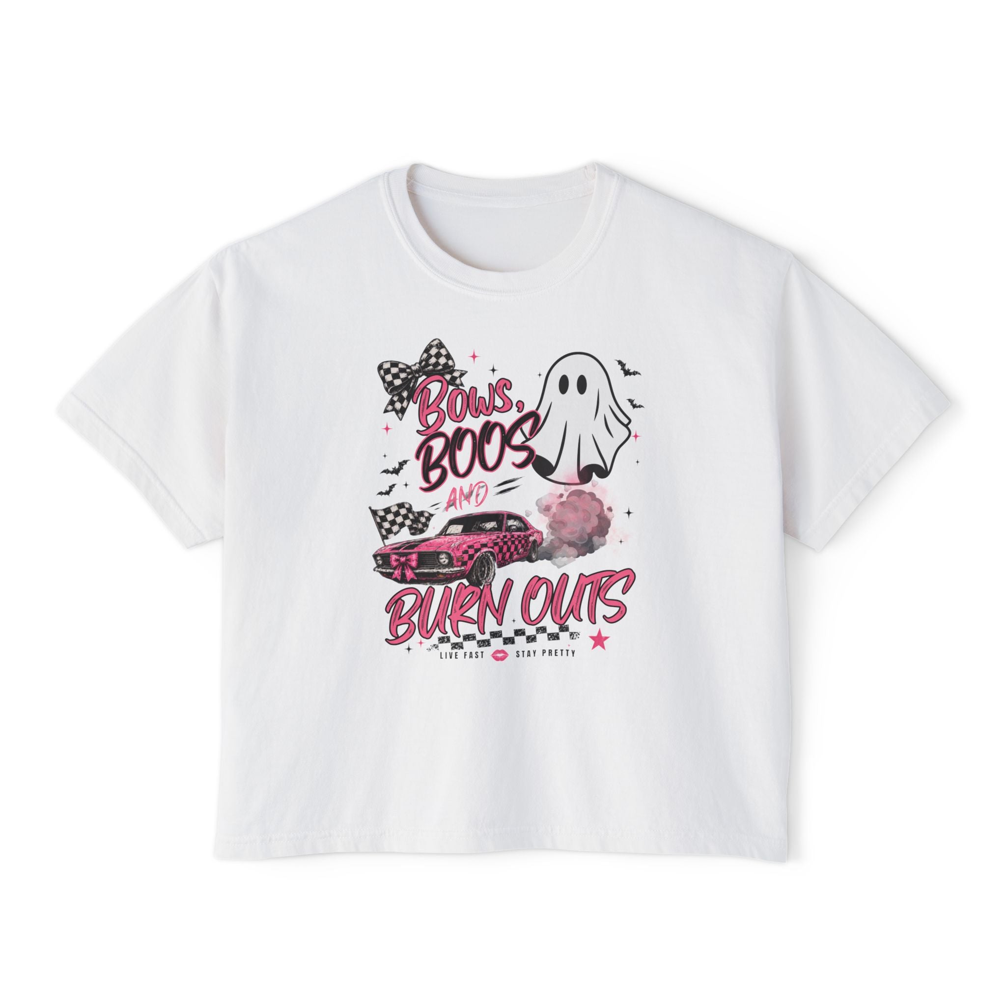 Bows, Boos, & Burnouts-Womens Boxed Cropped Tee