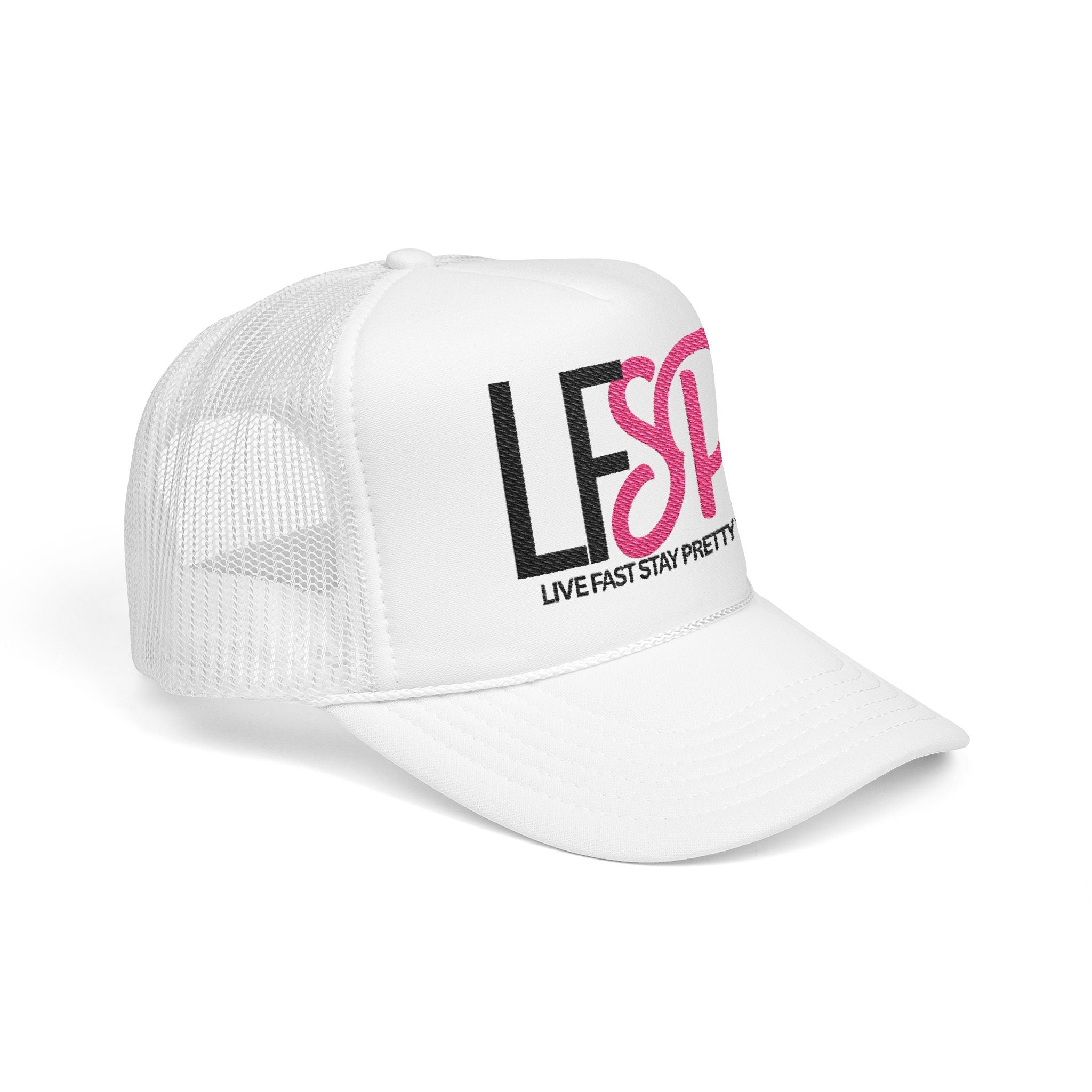 Live Fast Stay Pretty  Embroidered Trucker Hat — LFSP Logo
