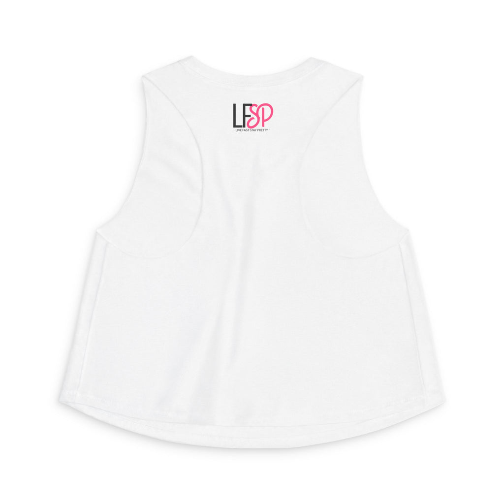 Live Fast Stay Pretty Crop Tank — Retro Racing Pink Graphic Women's Crop Top
