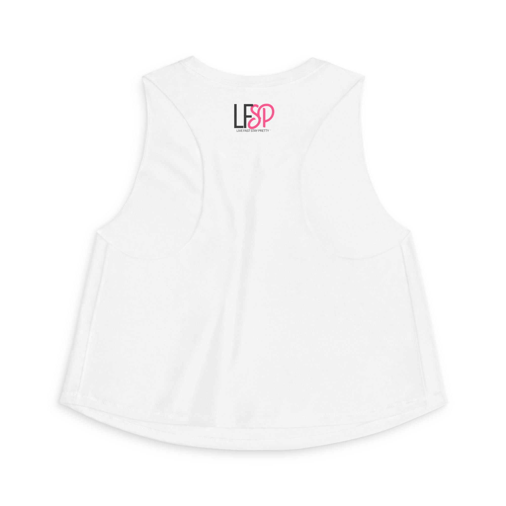 Live Fast Stay Pretty Crop Tank — Retro Racing Pink Graphic Women's Crop Top