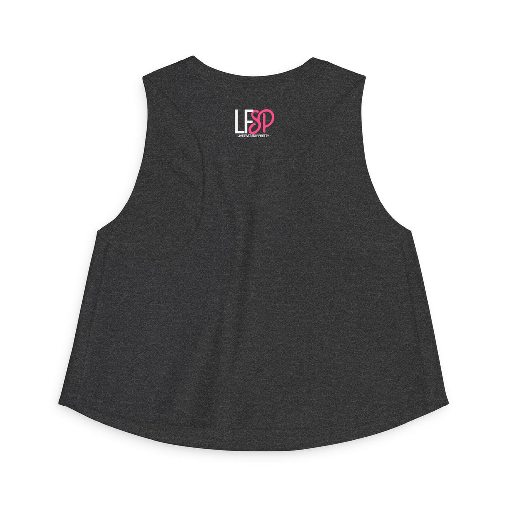Live Fast Stay Pretty Crop Tank — Retro Racing Pink Graphic Women's Crop Top