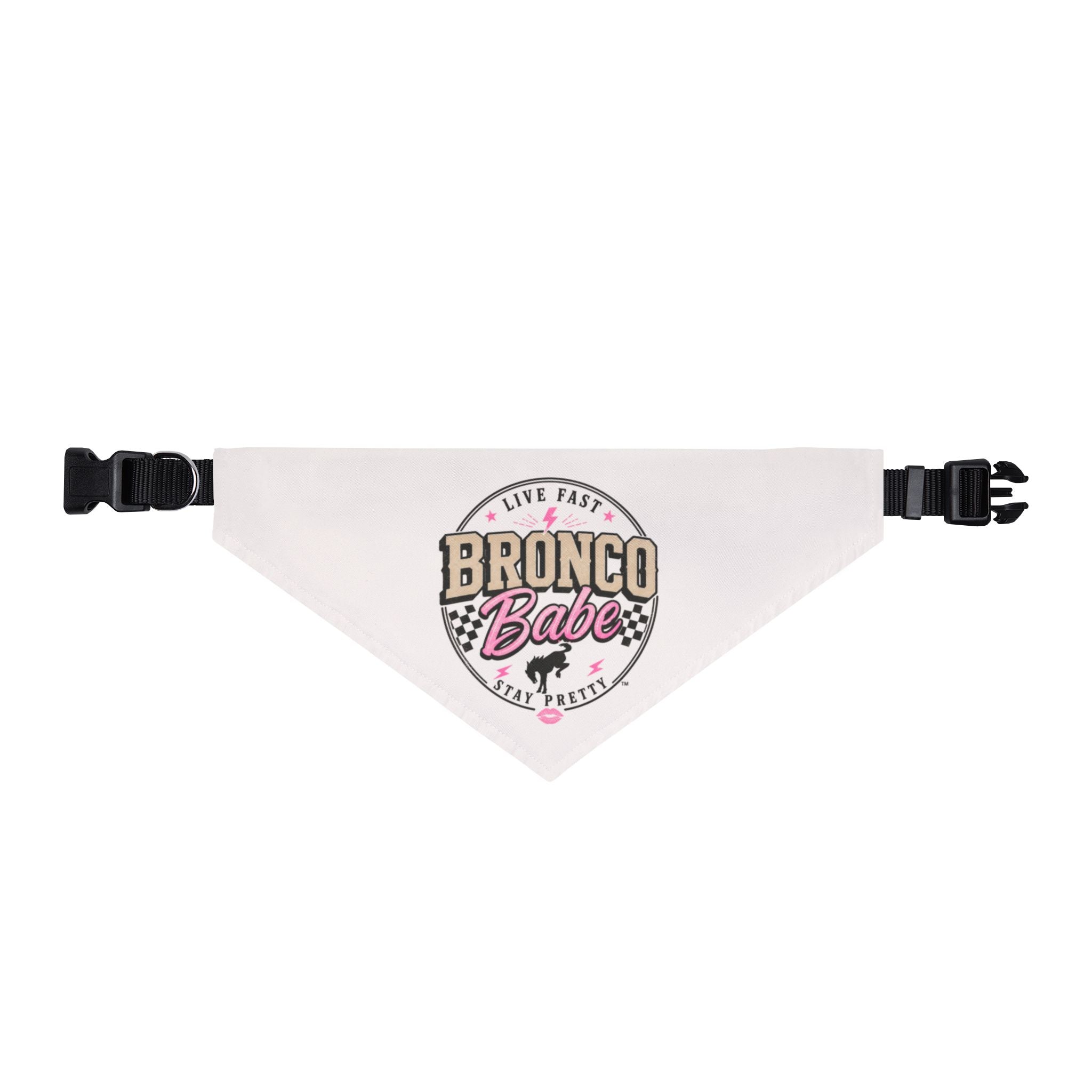 Clip-On Pet Bandana — 'Bronco Babe' Western Dog Bandana (Adjustable Collar Attachment)